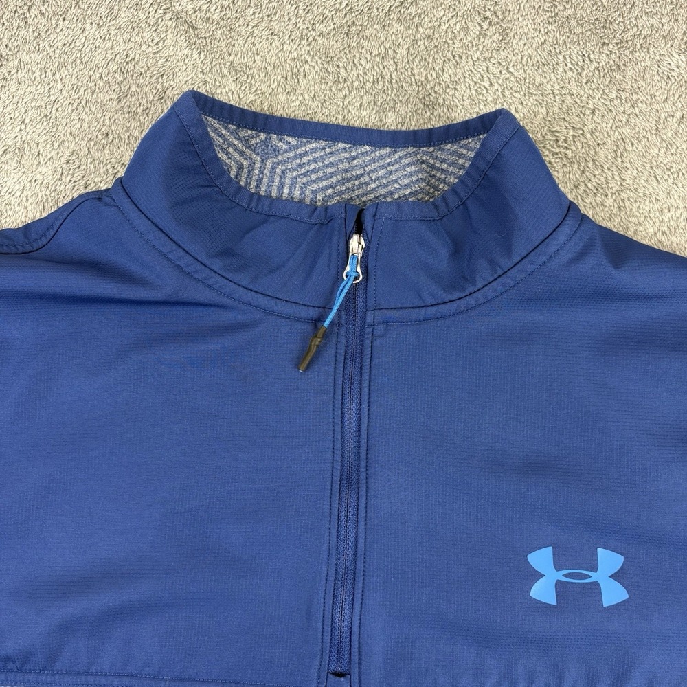 Under Armour Sweater Mens Large Blue Golf Pullover 1/4 Zip ColdGear